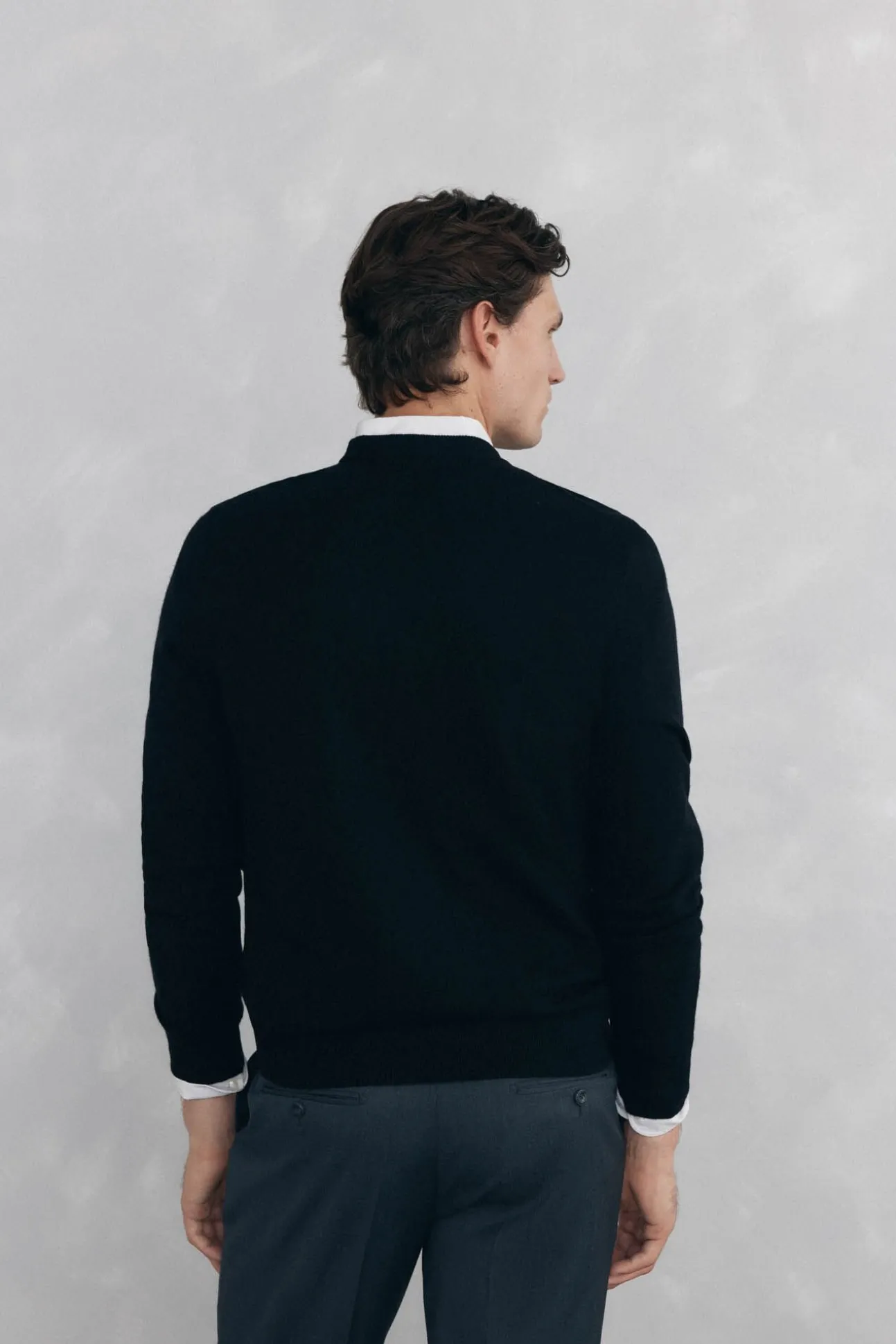 Jersey cuello caja lana merino y cashmere