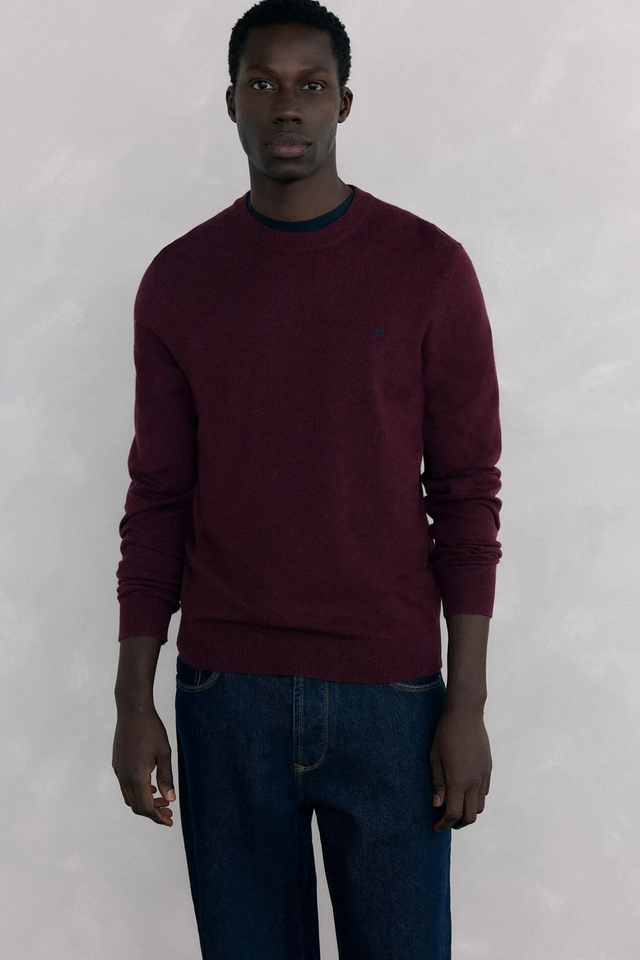 Jersey cuello caja lana merino y cashmere