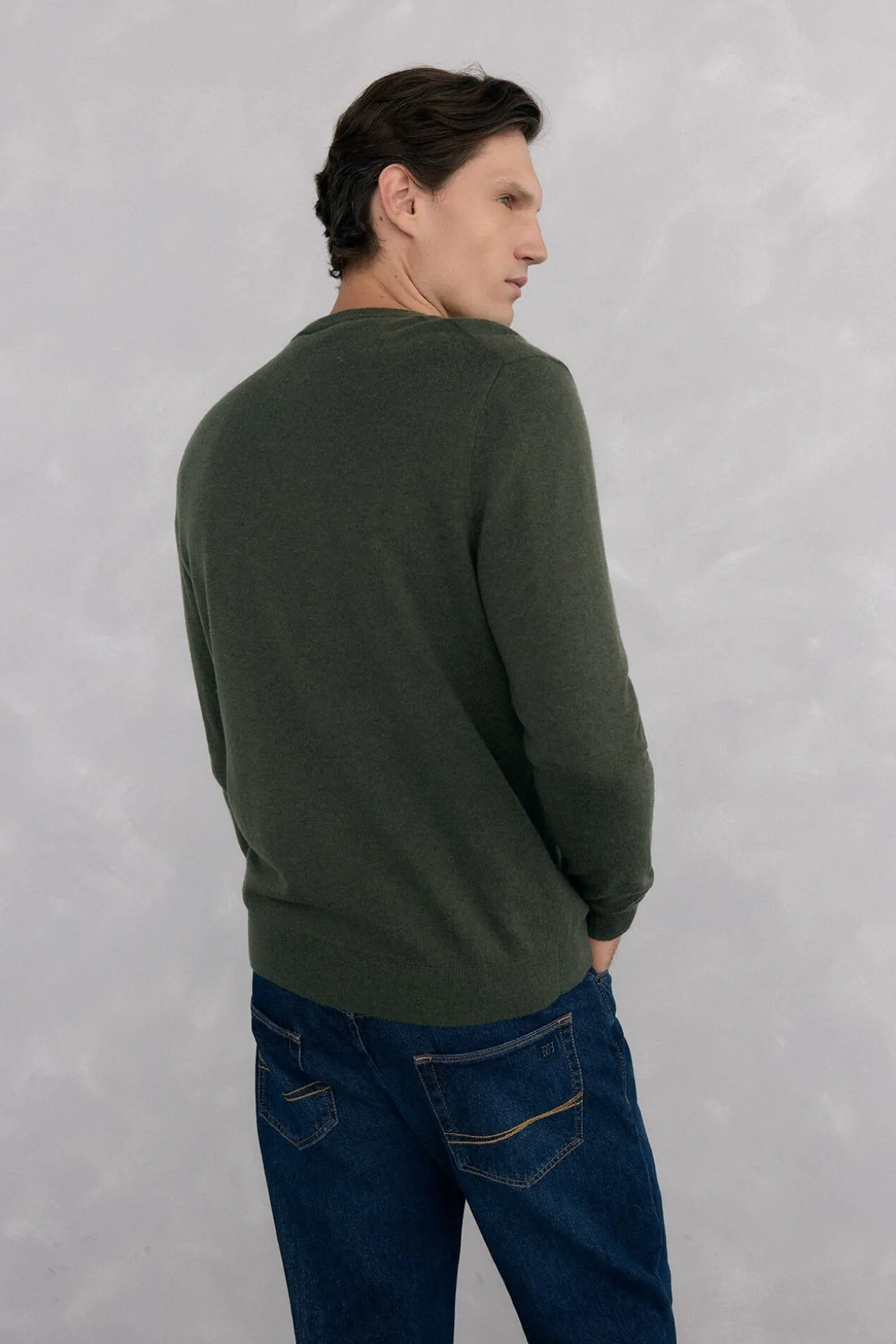 Jersey cuello caja lana merino y cashmere