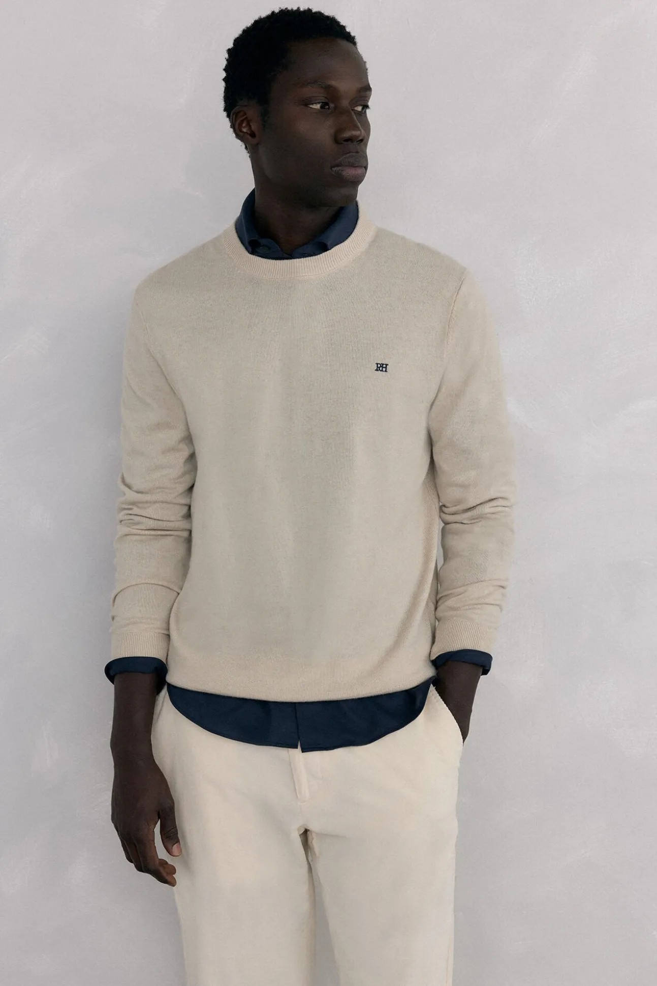 Jersey cuello caja lana merino y cashmere