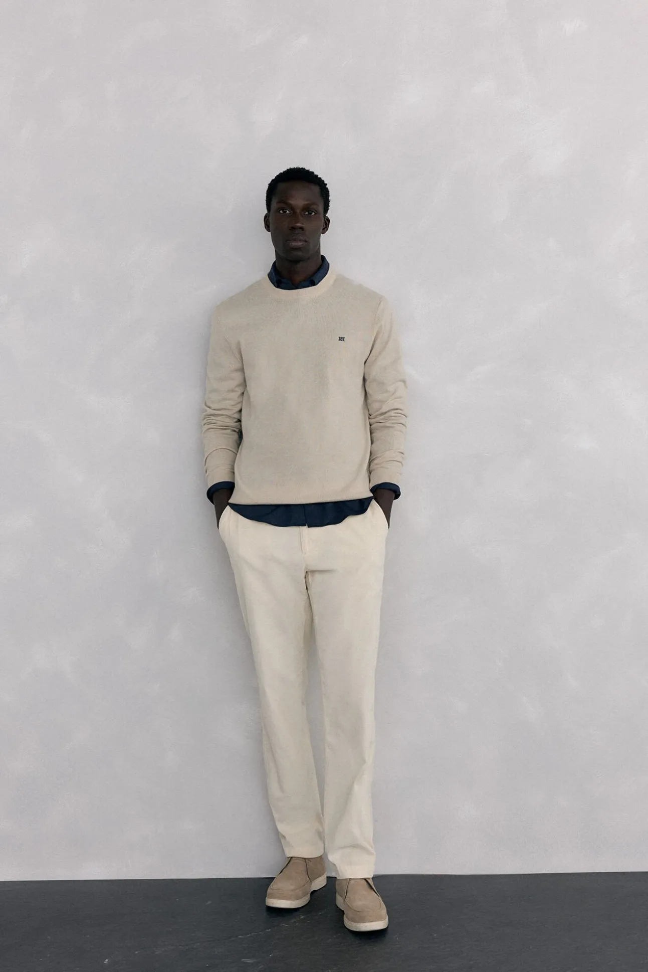 Jersey cuello caja lana merino y cashmere