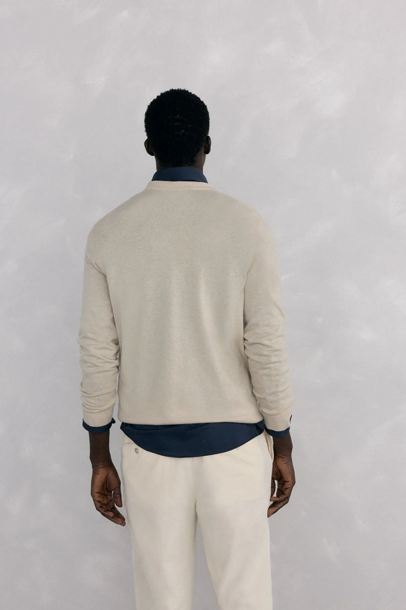 Jersey cuello caja lana merino y cashmere