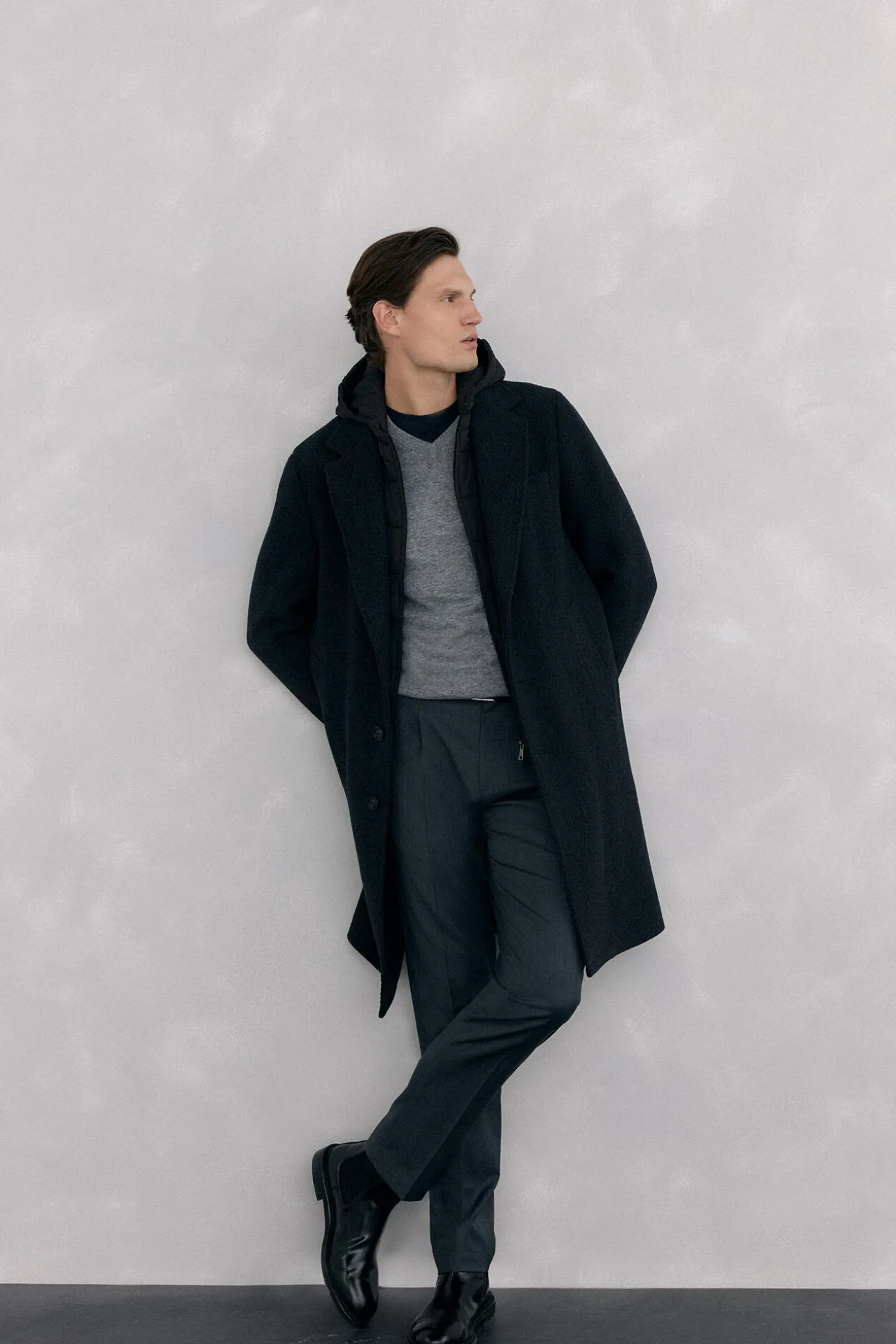Jersey cuello pico lana merino y cashmere
