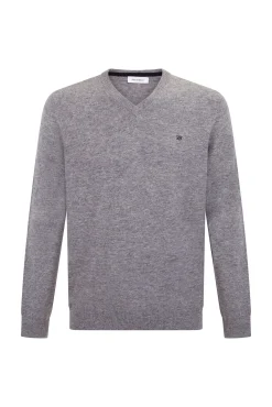 Jersey cuello pico lana merino y cashmere