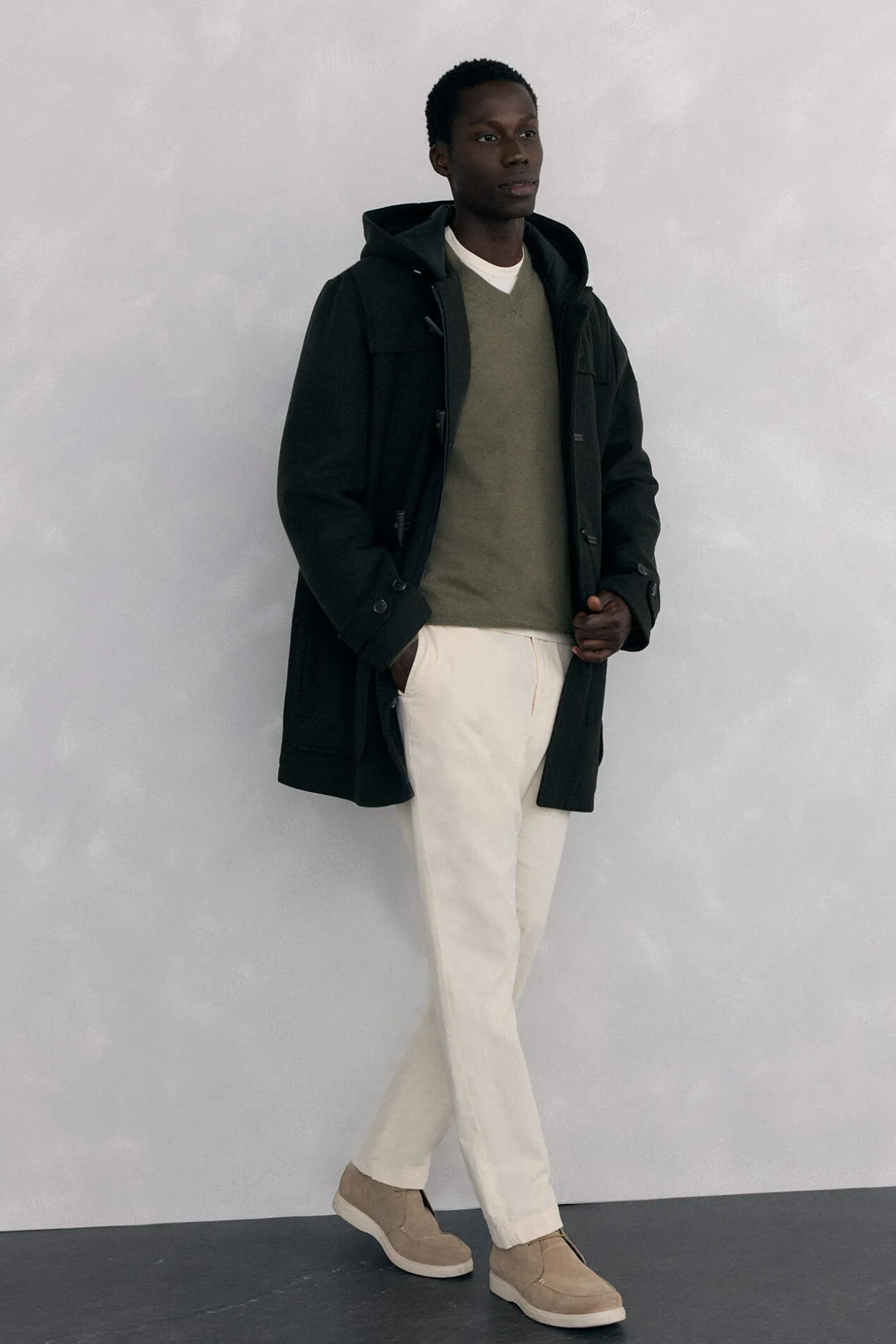 Jersey cuello pico lana merino y cashmere