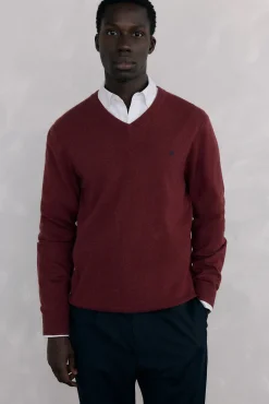 Jersey cuello pico lana merino y cashmere