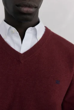 Jersey cuello pico lana merino y cashmere
