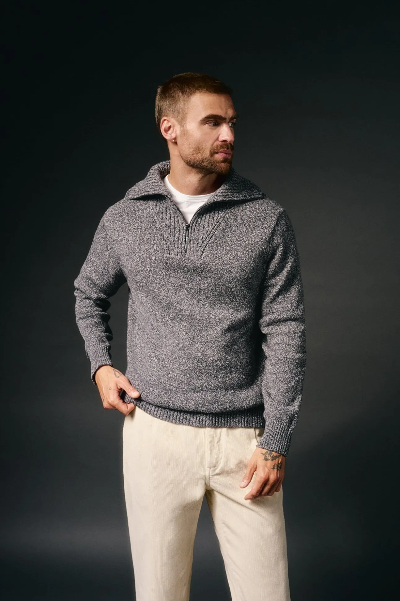 Jersey cuello polo cremallera algodón