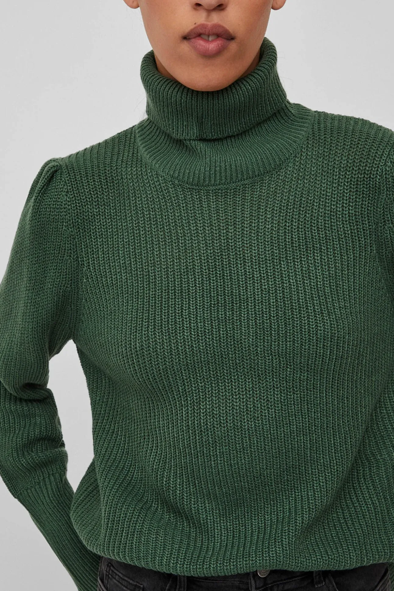 Jersey de cuello vuelto con canalé