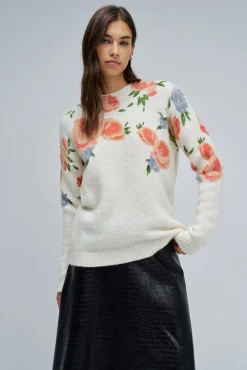 Jersey de lana y mohair con estampado floral