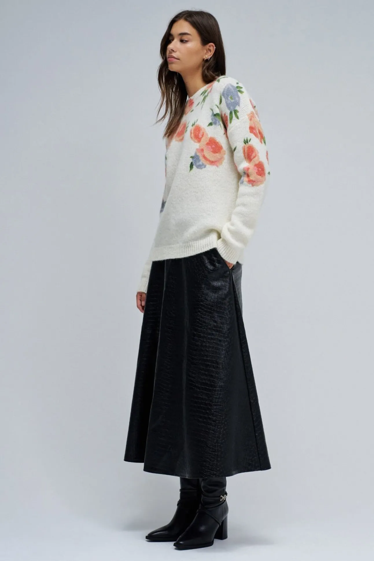Jersey de lana y mohair con estampado floral