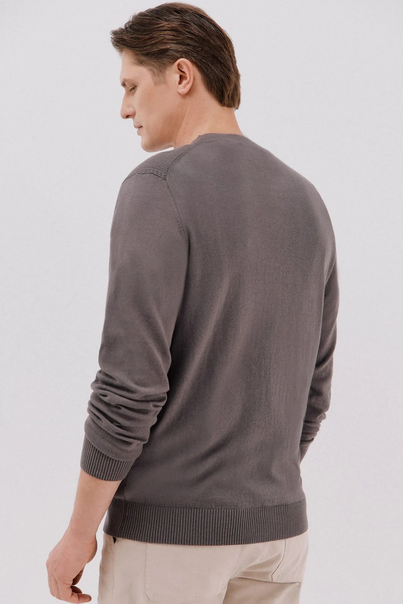 Jersey fino algodón trenzado cuello caja