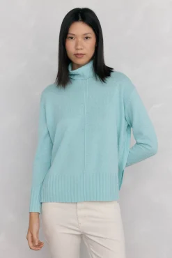 Jersey lana cuello cisne costura central