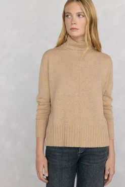 Jersey lana cuello cisne costura central