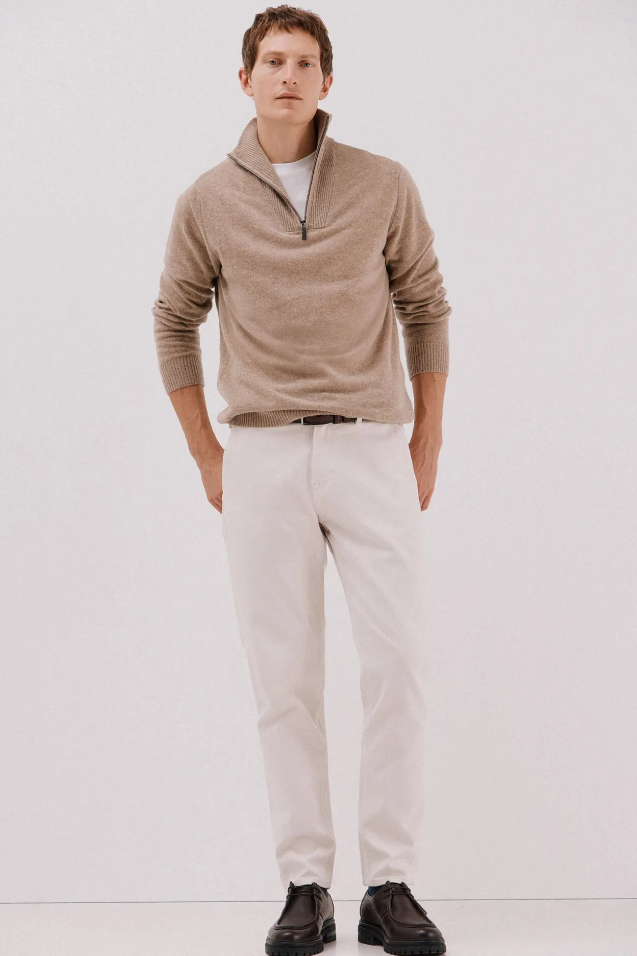 Jersey lana lambswool cuello abierto cremallera