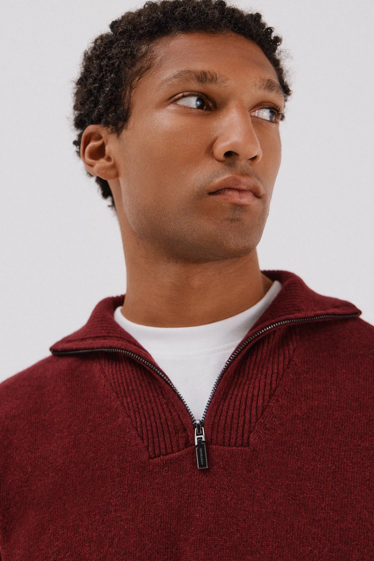 Jersey lana lambswool cuello abierto cremallera