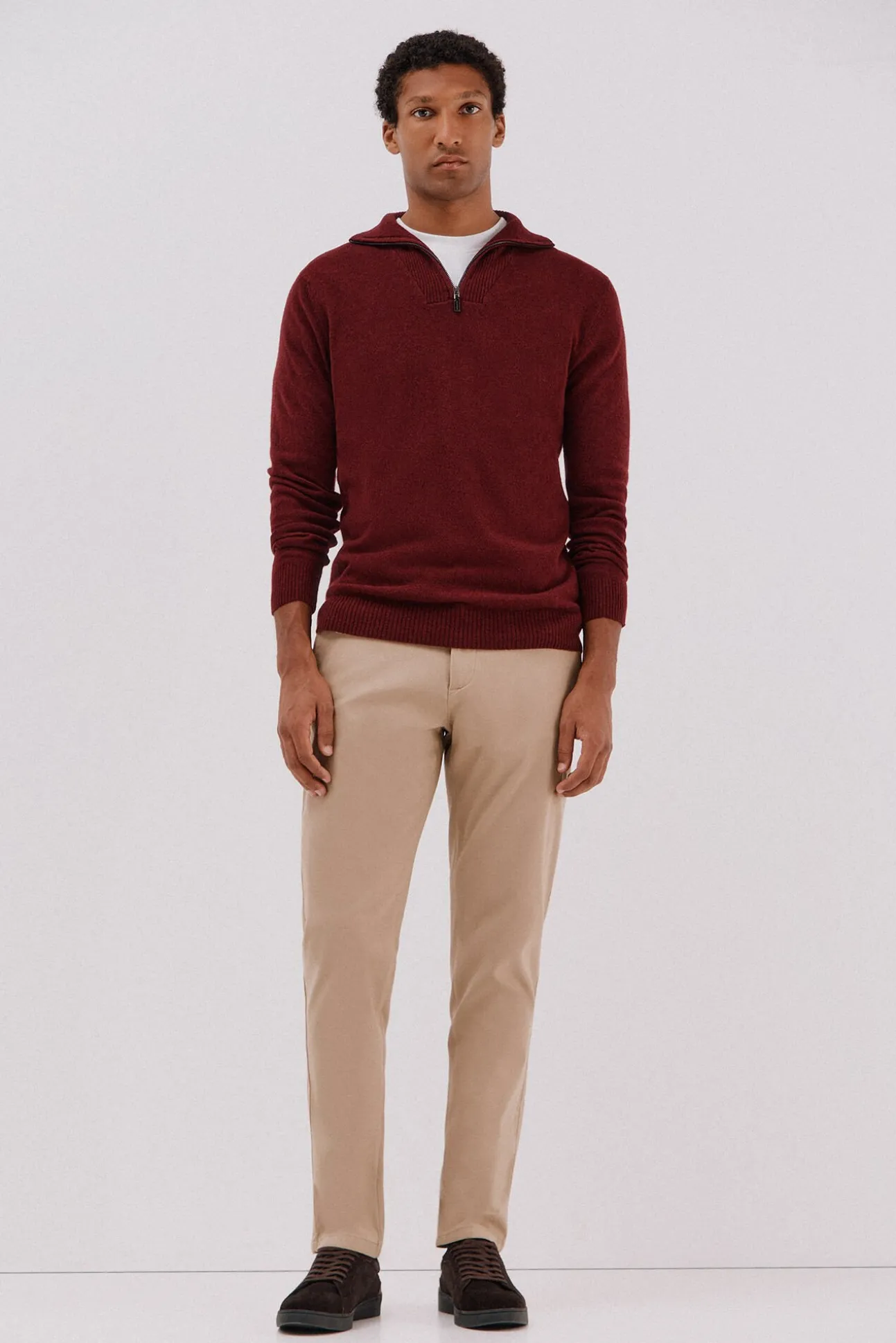 Jersey lana lambswool cuello abierto cremallera