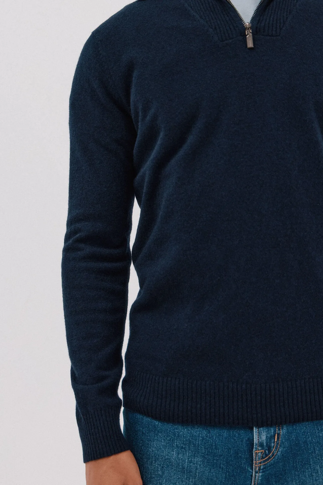 Jersey lana lambswool cuello abierto cremallera