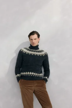 Jersey navidad con lana y alpaca cuello alto