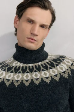Jersey navidad con lana y alpaca cuello alto