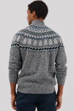 Jersey navideño fantasía lana cuello alto cremallera