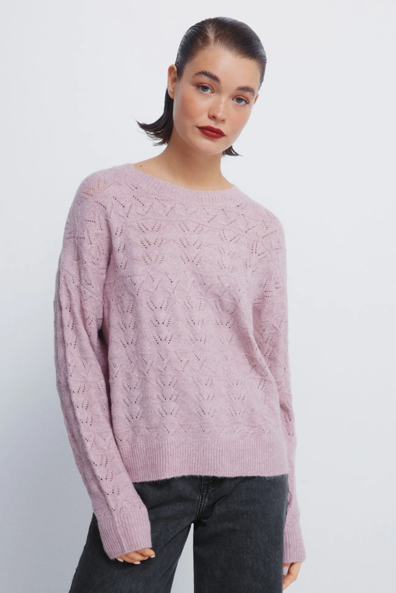 Jersey pointelle lurex