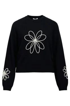 Jersey punto bordado flor