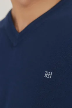 Jersey punto fino algodón premium cuello pico