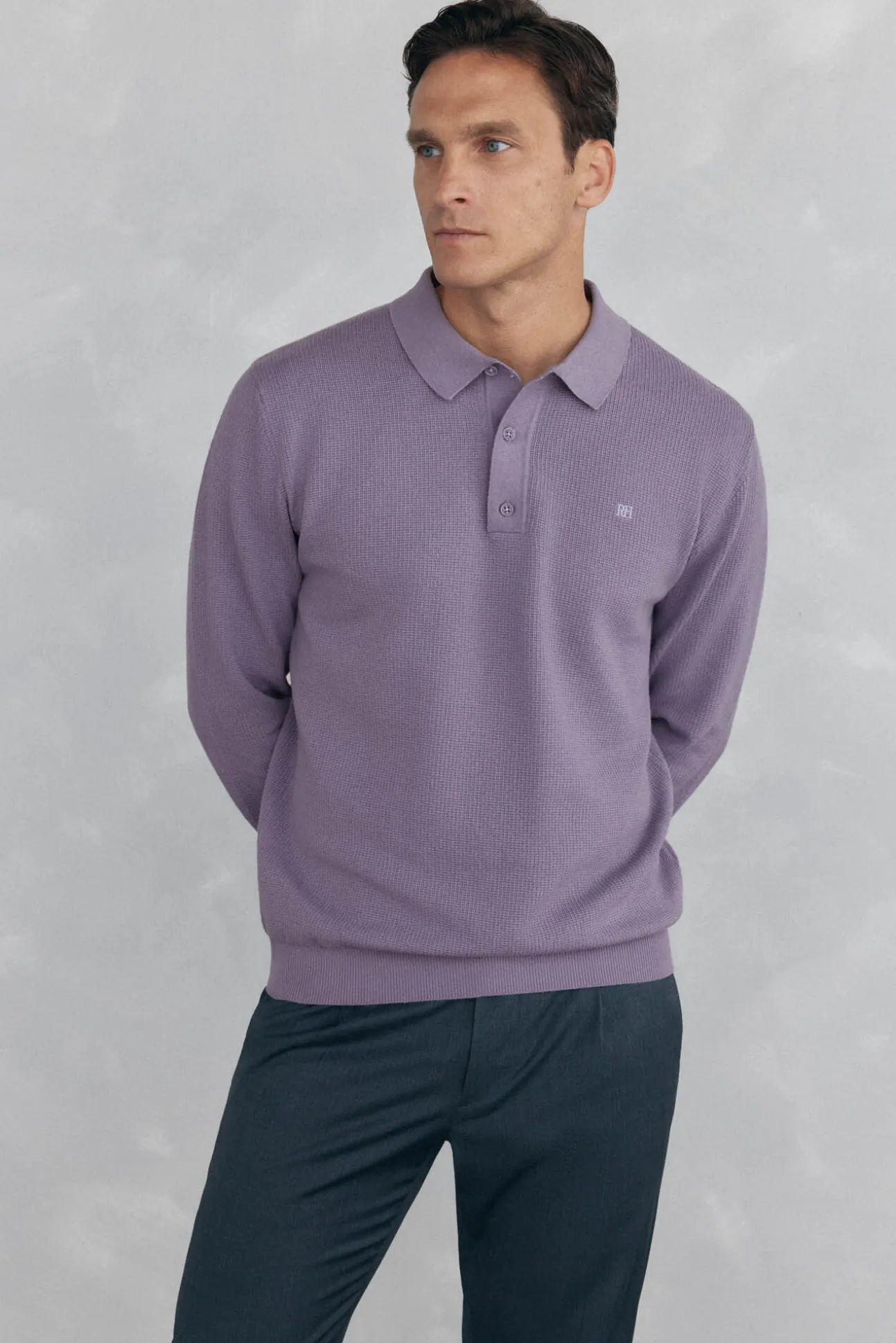 Jersey punto fino cuello polo estructura