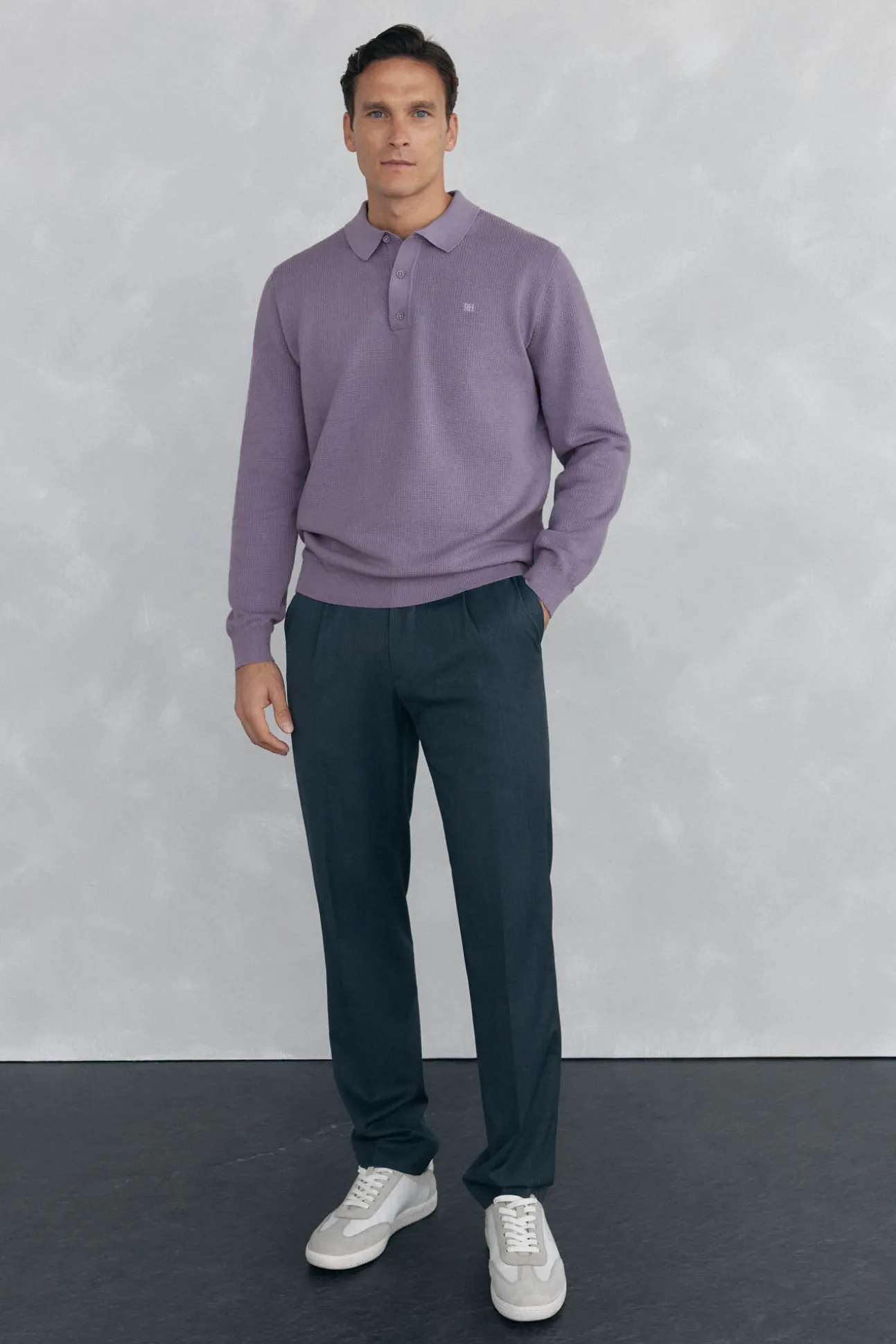 Jersey punto fino cuello polo estructura
