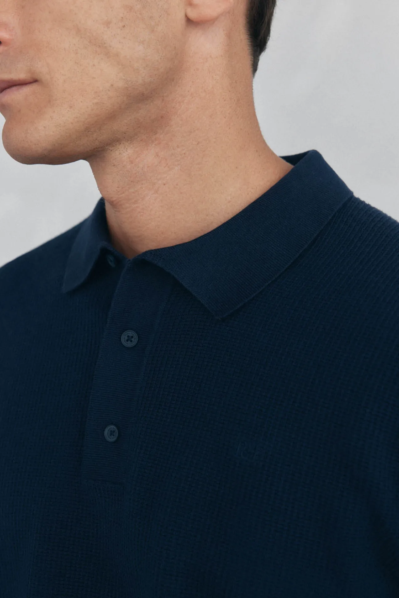 Jersey punto fino cuello polo estructura