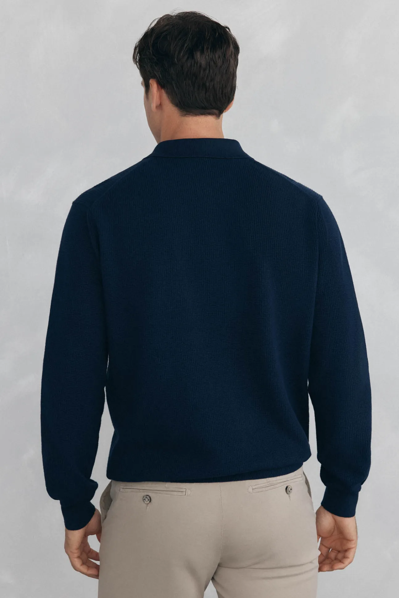 Jersey punto fino cuello polo estructura