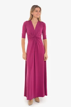 Maxi vestido nudo frontal