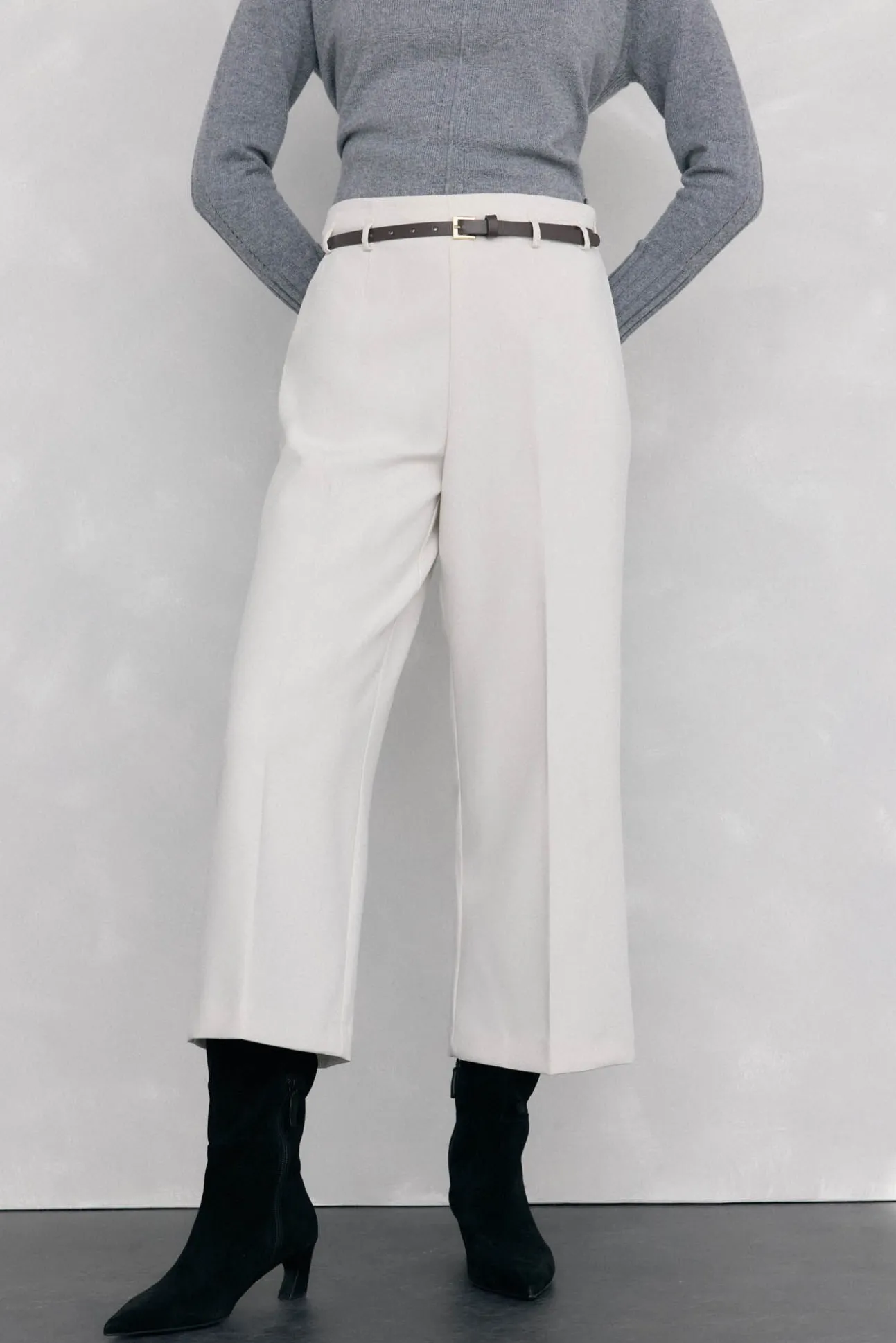 Pantalón culotte con cinturón