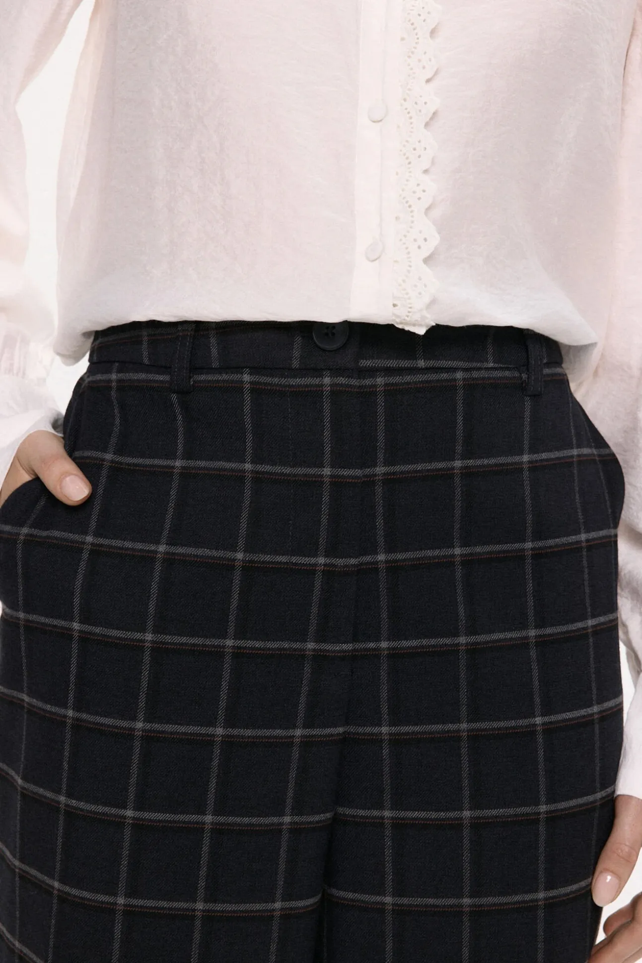 Pantalón de vestir de cuadros con viscosa