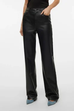 Pantalón largo efecto piel