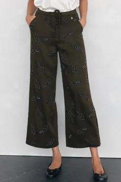 Pantalón recto bordado