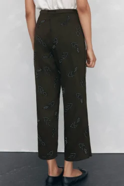 Pantalón recto bordado