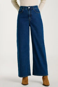 Pantalón vaquero largo 7/8 con cintura alta