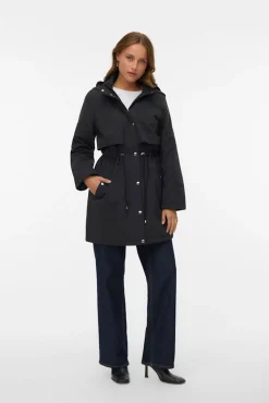 Parka con botones plateados