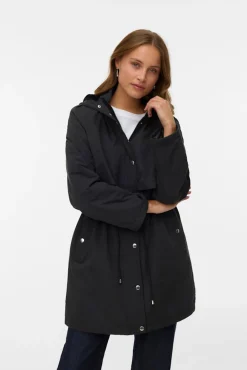 Parka con botones plateados