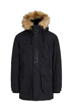 Parka larga acolchada con capucha pelo