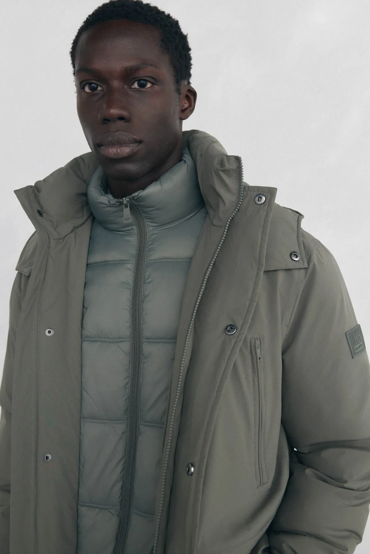 Parka larga capucha con vistas