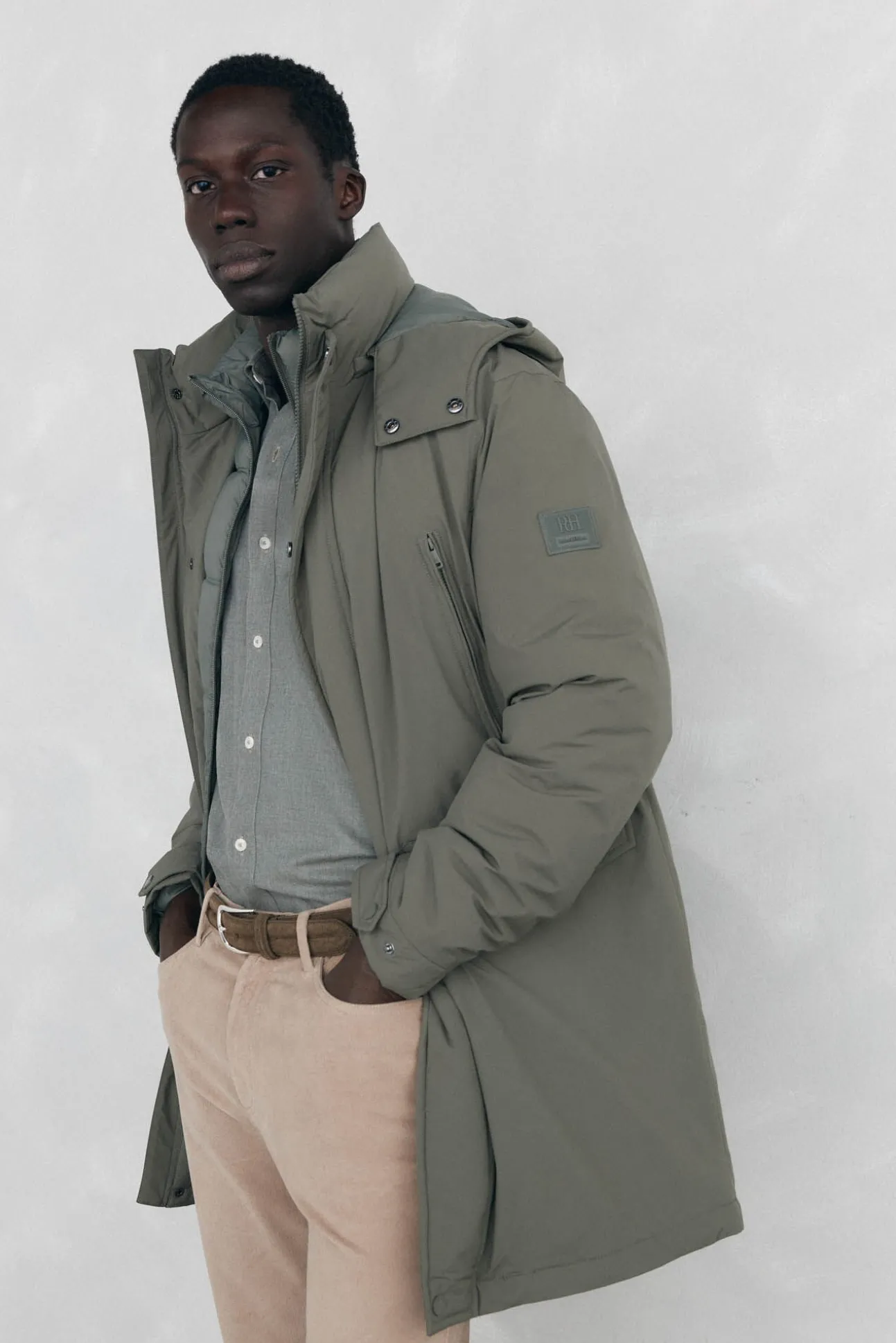 Parka larga capucha con vistas