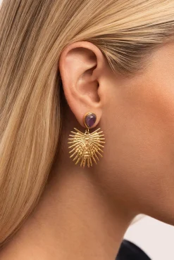 Pendientes Purple Catalina Acero Baño Oro