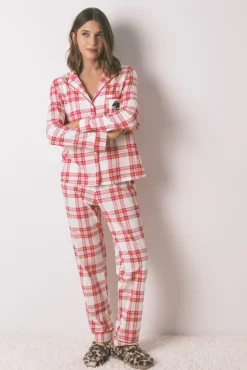 Pijama camisero 100% algodón cuadros rojos Mafalda