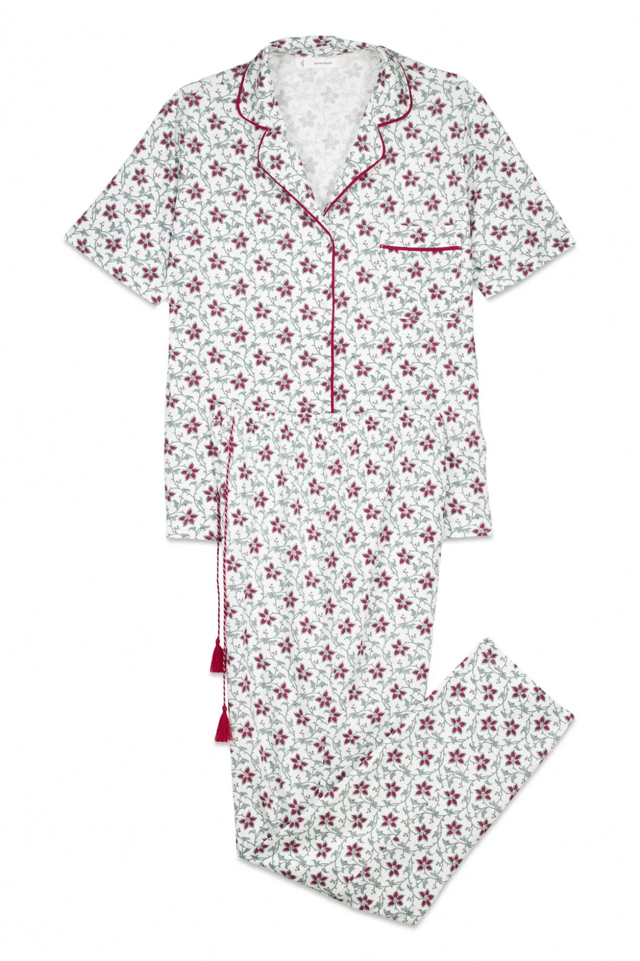 Pijama camisero algodón estampado flores