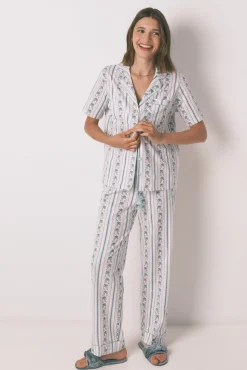 Pijama camisero Capri 100% algodón rayas