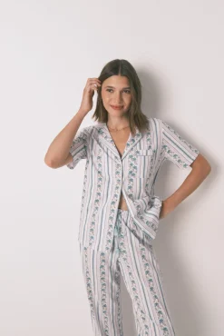 Pijama camisero Capri 100% algodón rayas