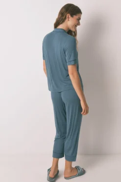 Pijama camisero Capri viscosa verde